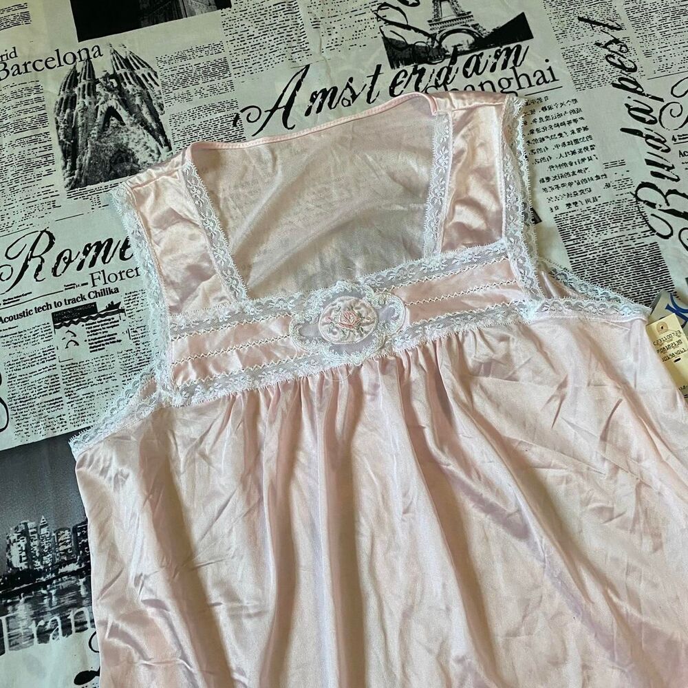 Women's pajama babydoll slip dress nightgown coquette vintage 70s deadstock nwt
